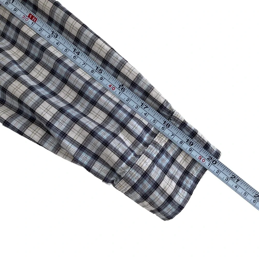 GAP Kids XL 12 Plaid SHIRT White Blue Gray button down Long Sleeve‎ Chest Pocket
